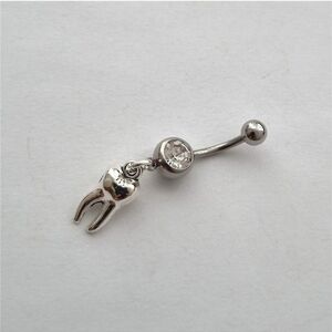 Belly ring with tooth charm